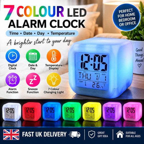 Colour led digital alarm - 7,