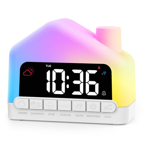 Digital alarm clock white - clock, rgb
